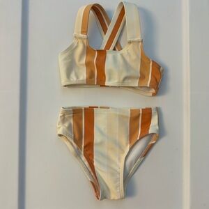 Roco Swim neutral striped cross back bikini two piece swimsuit size 12-18 months
